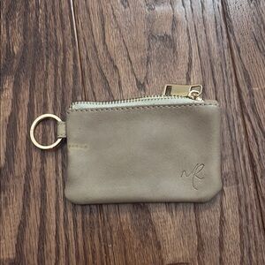 Taupe Leather Keychain Wallet